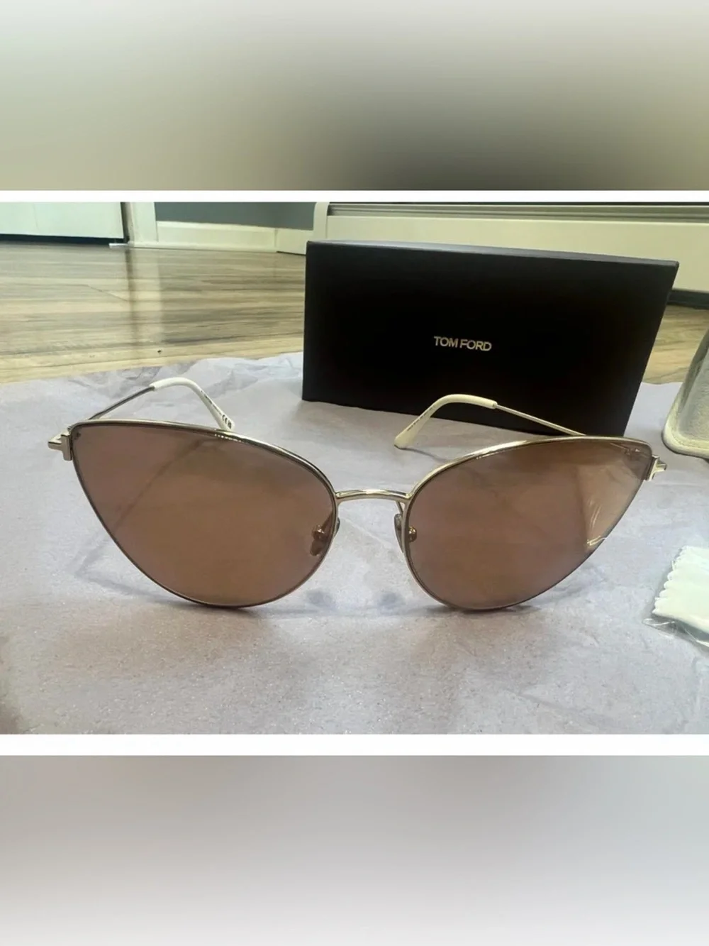 Tom Ford Women's Cat-Eye Sunglasses in Rose Gold Frame and Blush Lenses